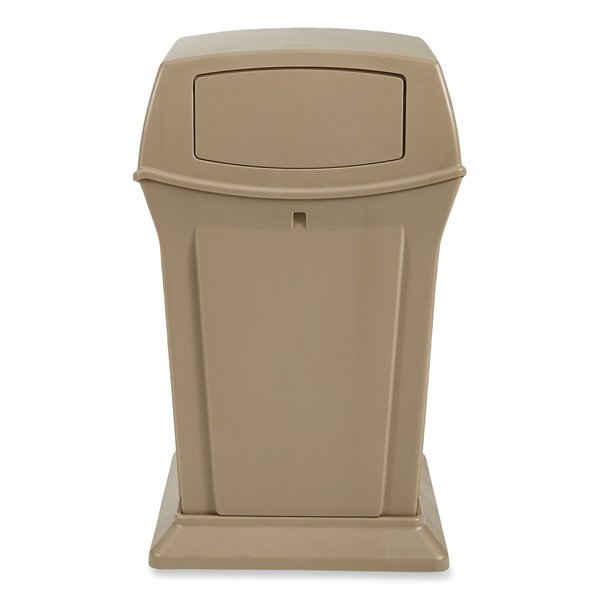 Rubbermaid Commercial 45 gal Square Trash Can, Beige, Side Door, Structural Foam FG917188BEIG